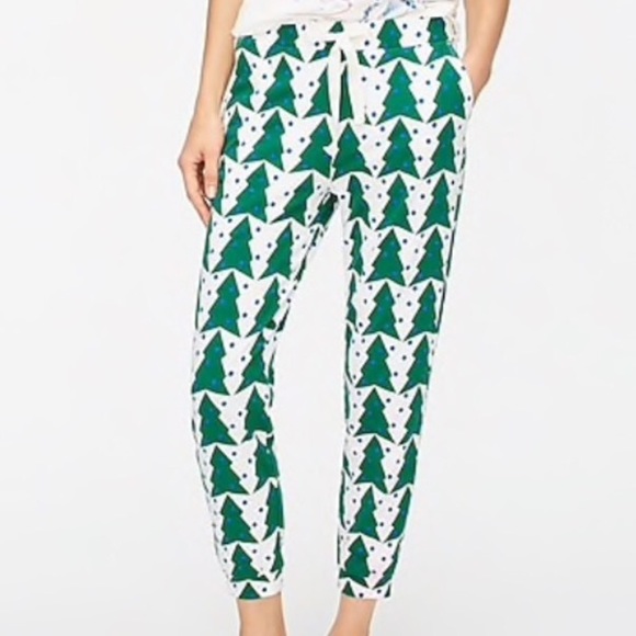 J. CREW Jogger Pajama Pants in Tree Print NWT
